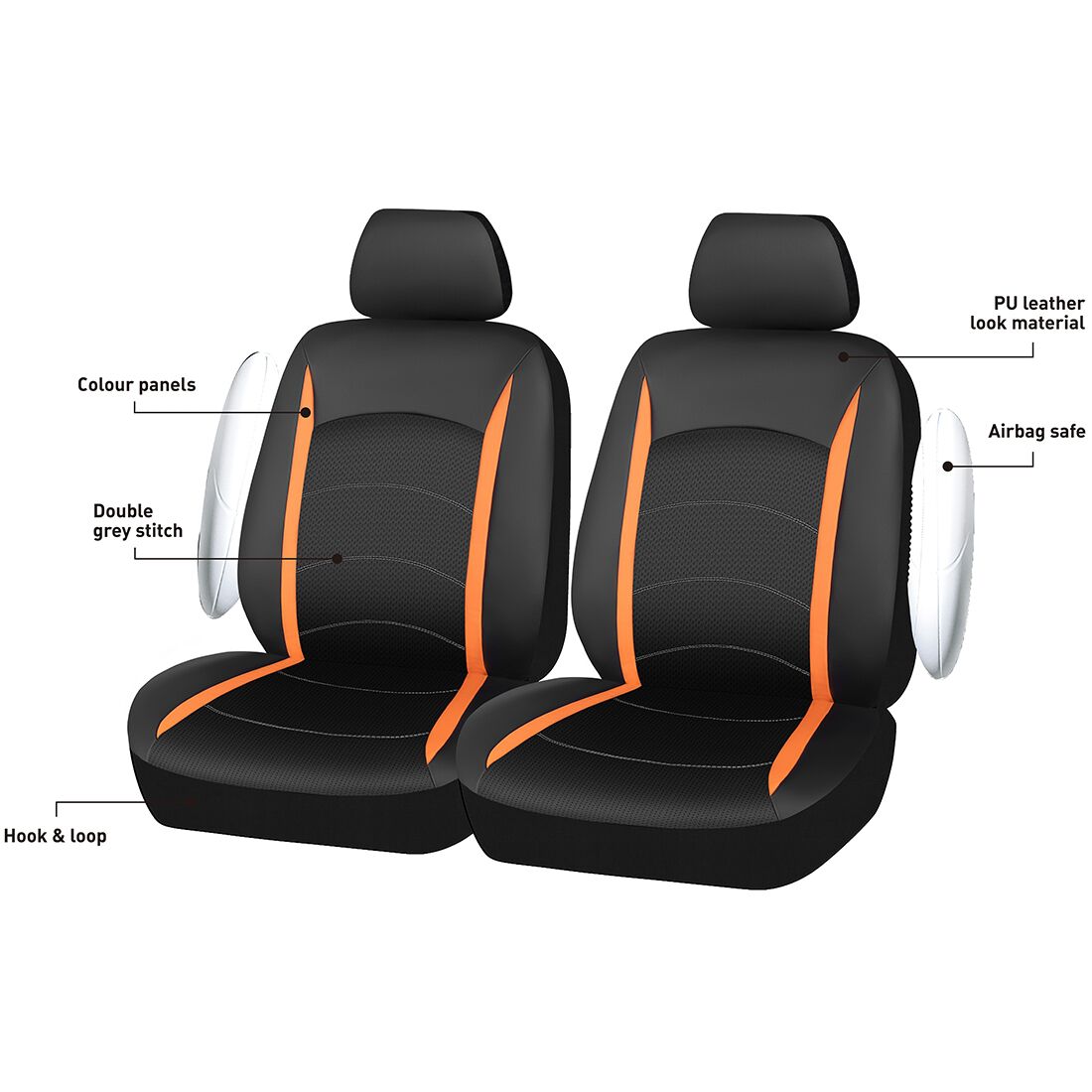 SCA Seat Cover Leather Look and Mesh Size 30A Orange, , scaau_hi-res