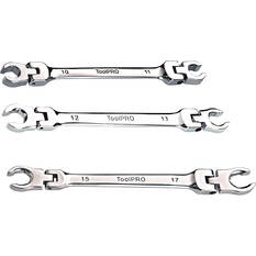ToolPRO Spanner Set - Flare Nut, Flex Head, 3 Piece, Metric, , scaau_hi-res