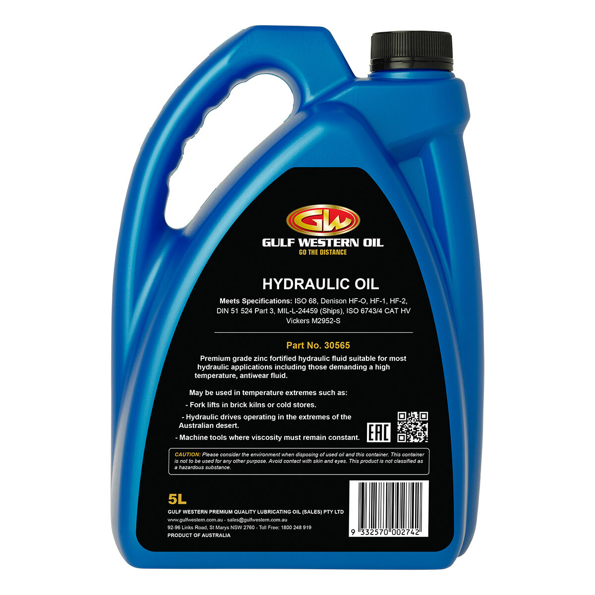 Gulf Western Superdraulic Hydraulic Oil - ISO 68, 5 Litre, , scaau_hi-res