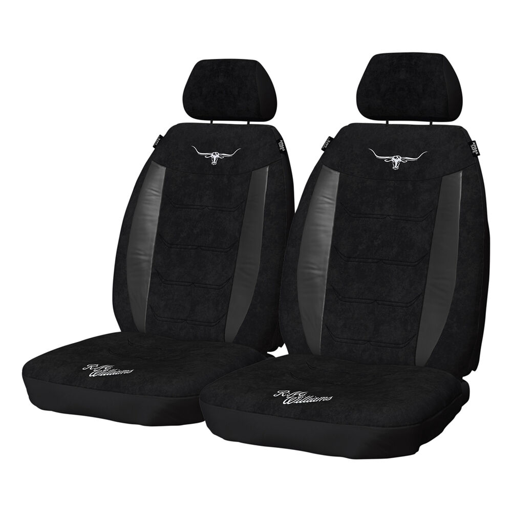R.M.Williams Suede Velour Seat Covers Black Adjustable Headrests Size