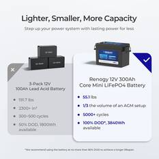 Renogy Lithium Deep Cycle Battery 12.8V 300Ah LiFePO4, , scaau_hi-res