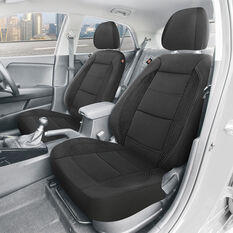 Dickies Premium Leather Look & Suede Seat Covers Black Adjustable Headrests Airbag Compatible, , scaau_hi-res