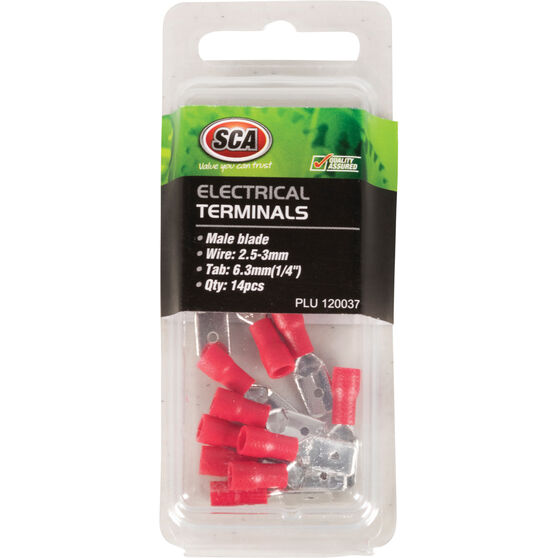 SCA Electrical Terminals Male Blade, 6.3mm Red, 14 Pack Supercheap Auto