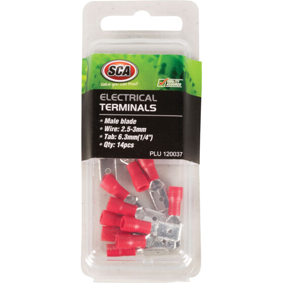 SCA Electrical Terminals - Male Blade, Red, 6.3mm, 14 Pack, , scaau_hi-res