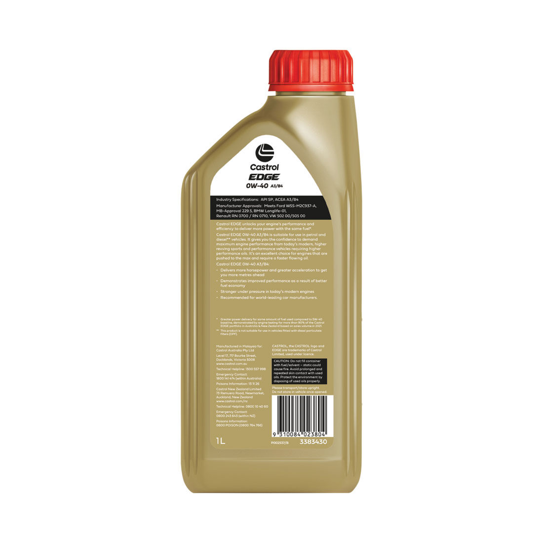 Castrol EDGE Engine Oil - 0W-40, A3/B4, 1 Litre, , scaau_hi-res
