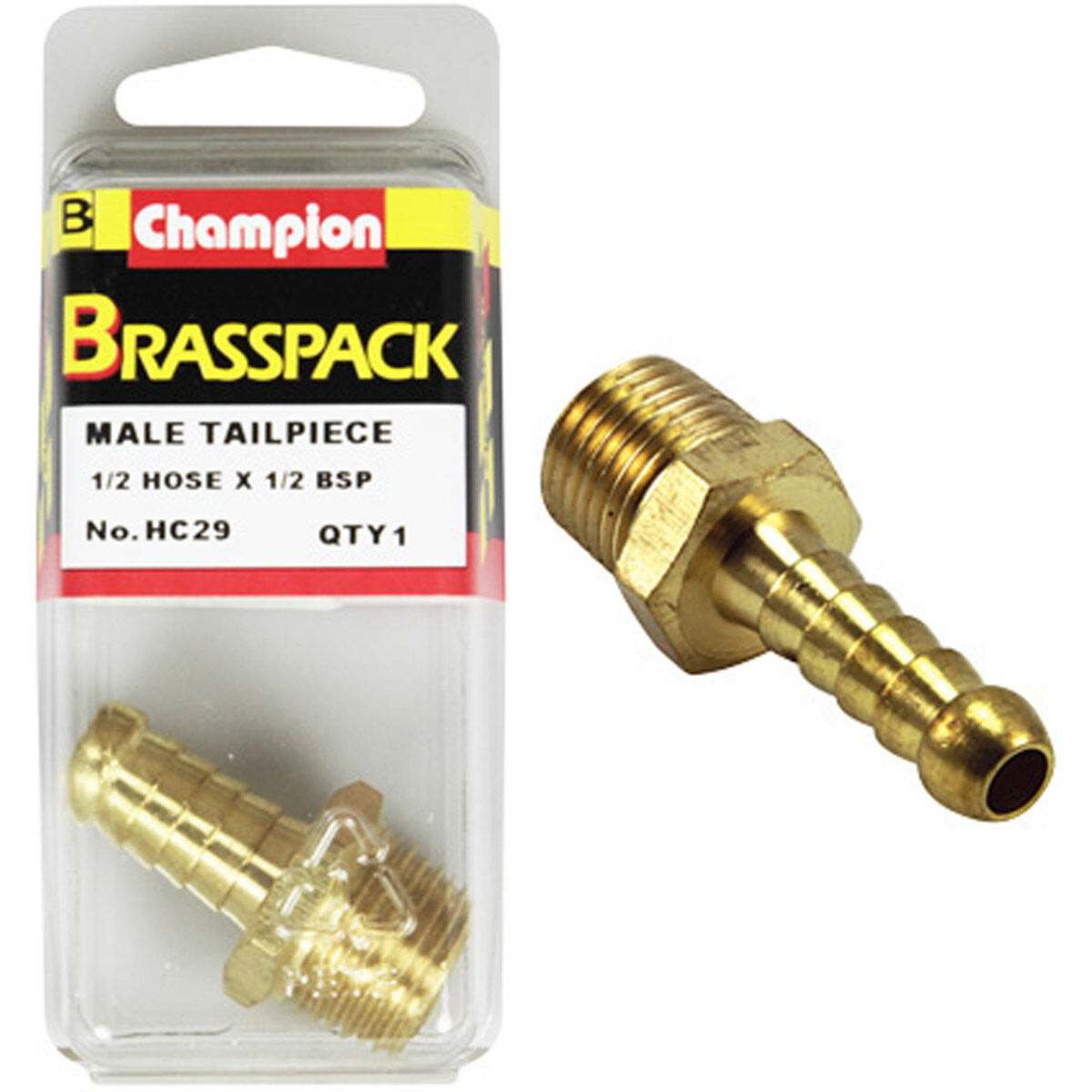 Champion Brass Pack Male Hose Barb HC29, 1/2" X 1/2", , scaau_hi-res
