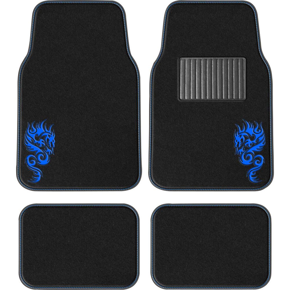 SCA Dragon Floor Mats Carpet Black/Blue Set of 4 Supercheap Auto