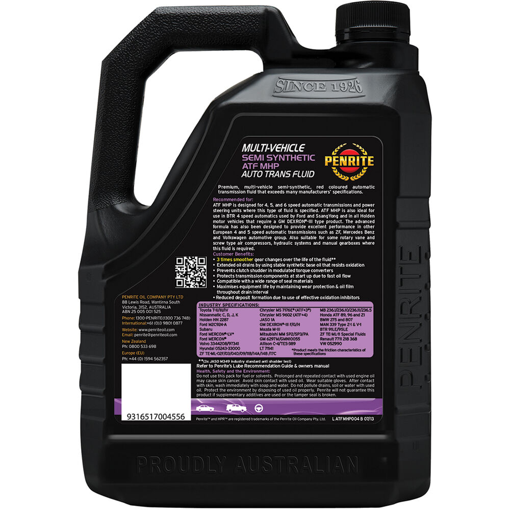Penrite Automatic Transmission Fluid SemiSynthetic, MHP, 4 Litre