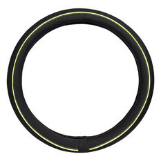 SCA Sports Hi Vis Steering Wheel Cover - Black/ Yellow, 380mm Diameter, , scaau_hi-res