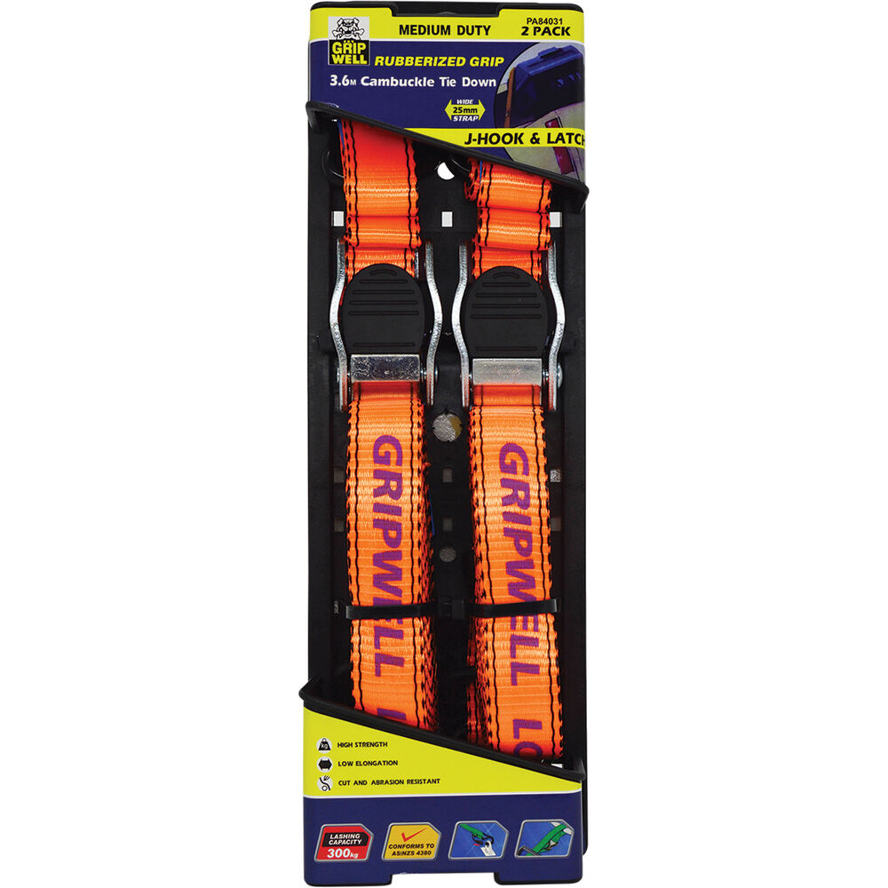 Gripwell Cambuckle Tie Down 3.6m, 300kg Supercheap Auto