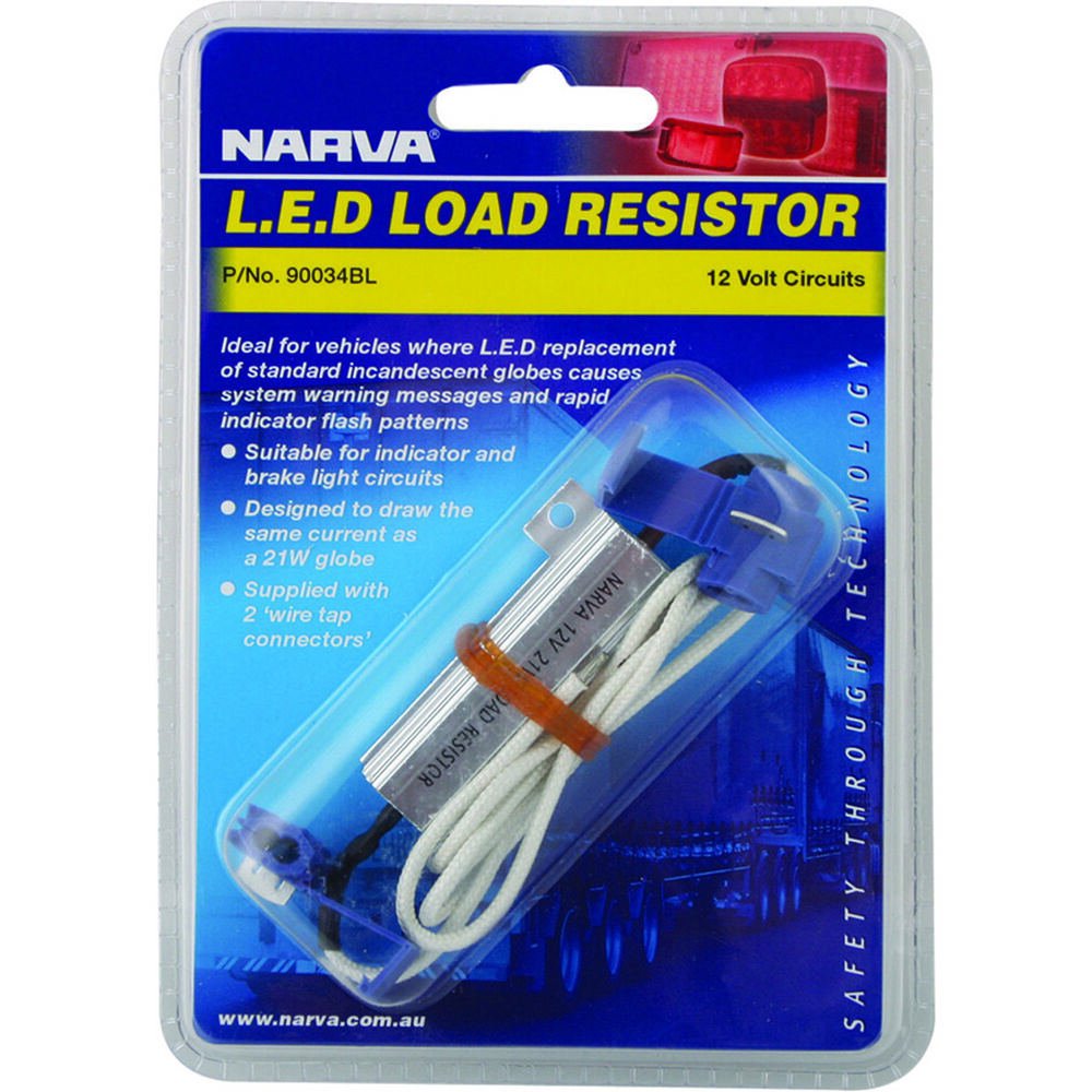 Narva LED Load Resistor 12V 21W Aluminium Housing Stop Fast Flashing  90034BL x1