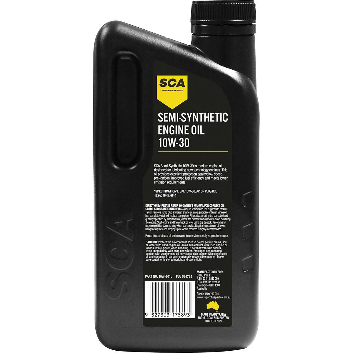 SCA Semi Synthetic Engine Oil 10W-30 1 Litre, , scaau_hi-res