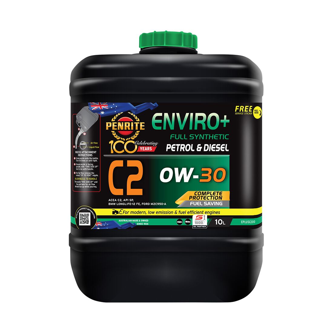 Penrite Enviro+ C2 Engine Oil 0W-30 10 Litre, , scaau_hi-res