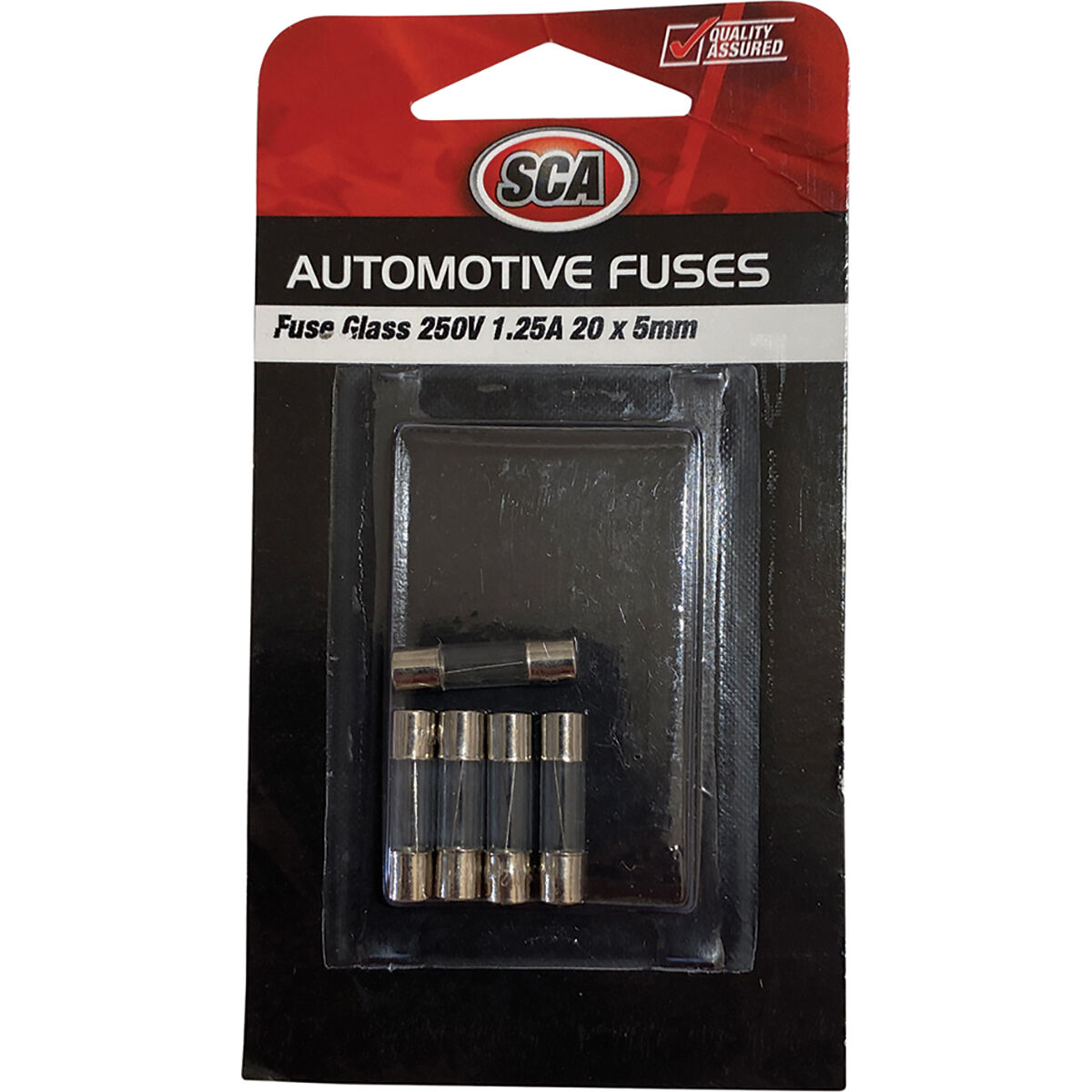 SCA Automotive Fuses - Glass 250V 1.25 Amp, 5 piece - GF125-3, , scaau_hi-res