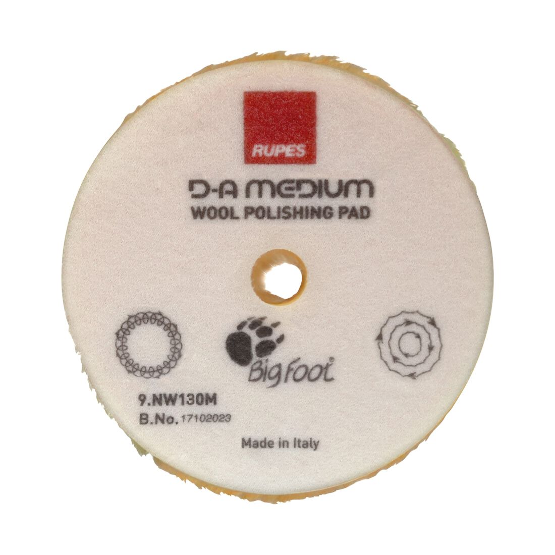 RUPES D-A Precision Pro Yellow Medium Wool Polishing Pad - 130mm, , scaau_hi-res