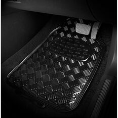 SCA Checkerplate Car Floor Mats PVC Black Set of 4, , scaau_hi-res