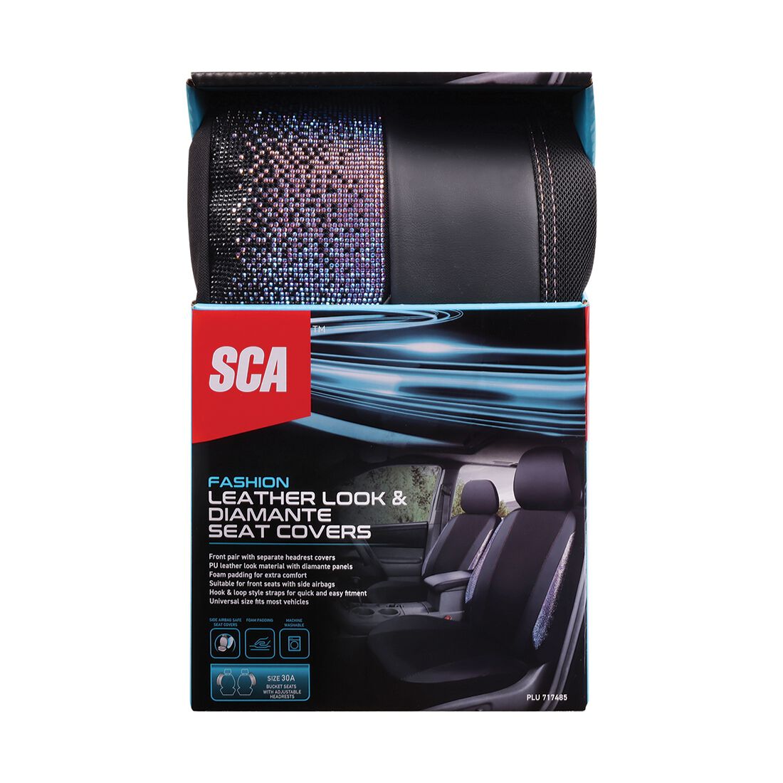 SCA Ombre Bling Leather Look Front Seat Covers, , scaau_hi-res