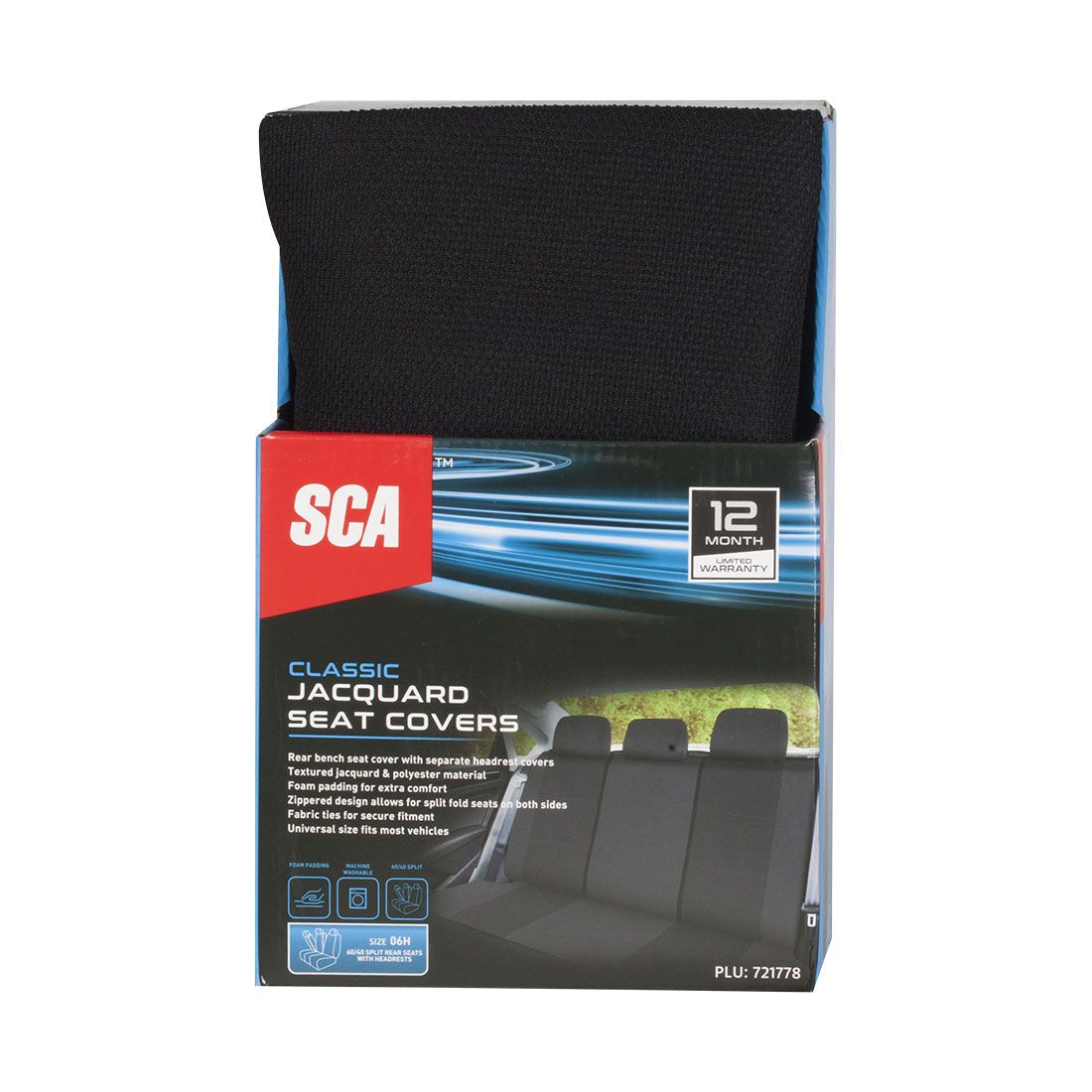 SCA Jacquard Seat Covers Black, Rear, Airbag Compatible, Size 06H, , scaau_hi-res