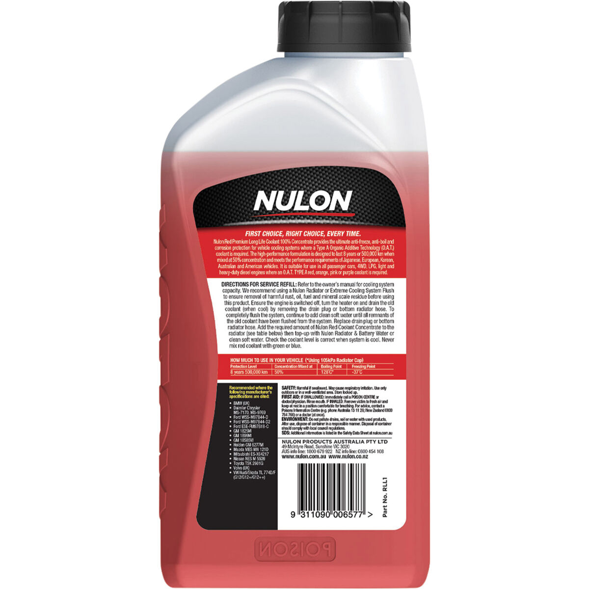 Nulon Red Anti-Freeze / Anti-Boil Concentrate Coolant - 1 Litre, , scaau_hi-res
