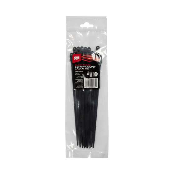 SCA Screw Mount Ties Pack of 20, 200 x 4.8mm, Black, , scaau_hi-res