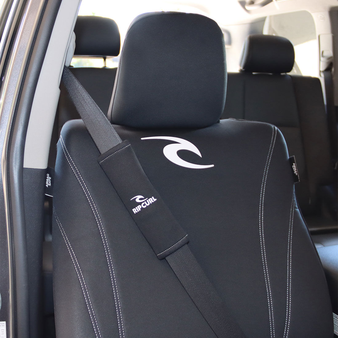 Rip Curl Logo Neoprene Steering Wheel Cover & Seat Belt Buddie Set White/Black, , scaau_hi-res