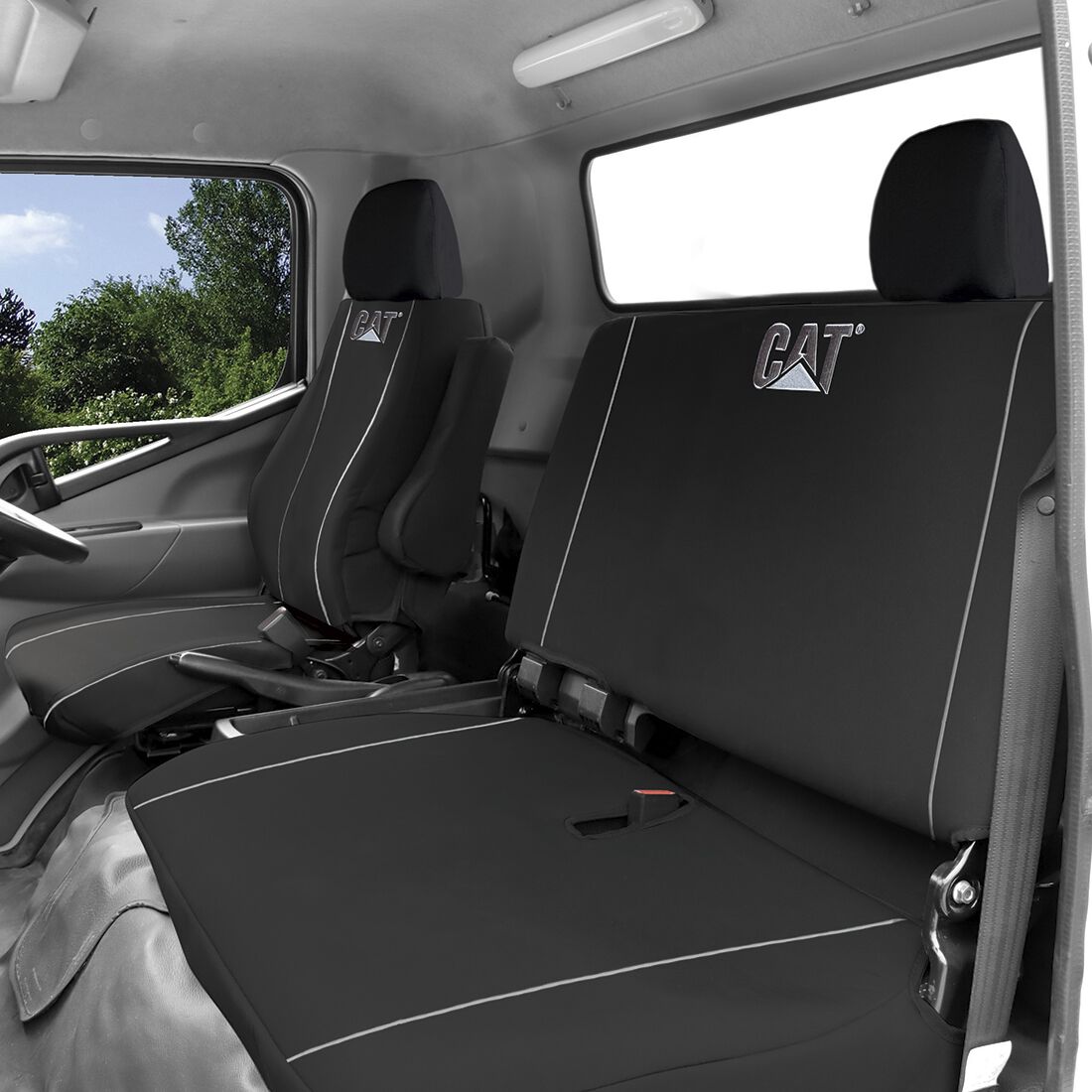 CAT Poly Canvas Seat Covers Black/Grey Adjustable Headrests Size 301 Front Bucket and Bench (W/Out Cut Out) Air Bag Compatible, , scaau_hi-res