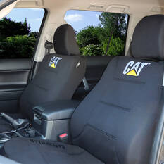 CAT Neoprene Seat Covers Black Adjustable Headrests Size 30 Front Pair Airbag Compatible, , scaau_hi-res