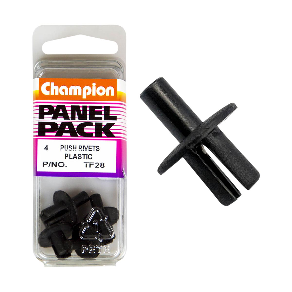 Champion Panel Pack Plastic Push Rivets TF28, 7mmx12mm, , scaau_hi-res