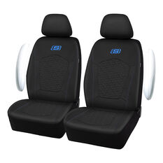 Skechers Gel Memory Foam Seat Covers Black/Blue Adjustable Headrests Airbag Compatible 30SAB, , scaau_hi-res