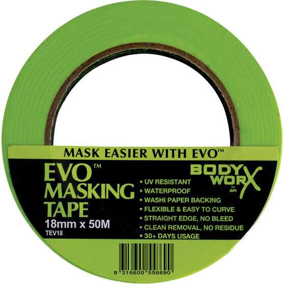 Bodyworx EVO Masking Tape - 18mm x 50m, , scaau_hi-res