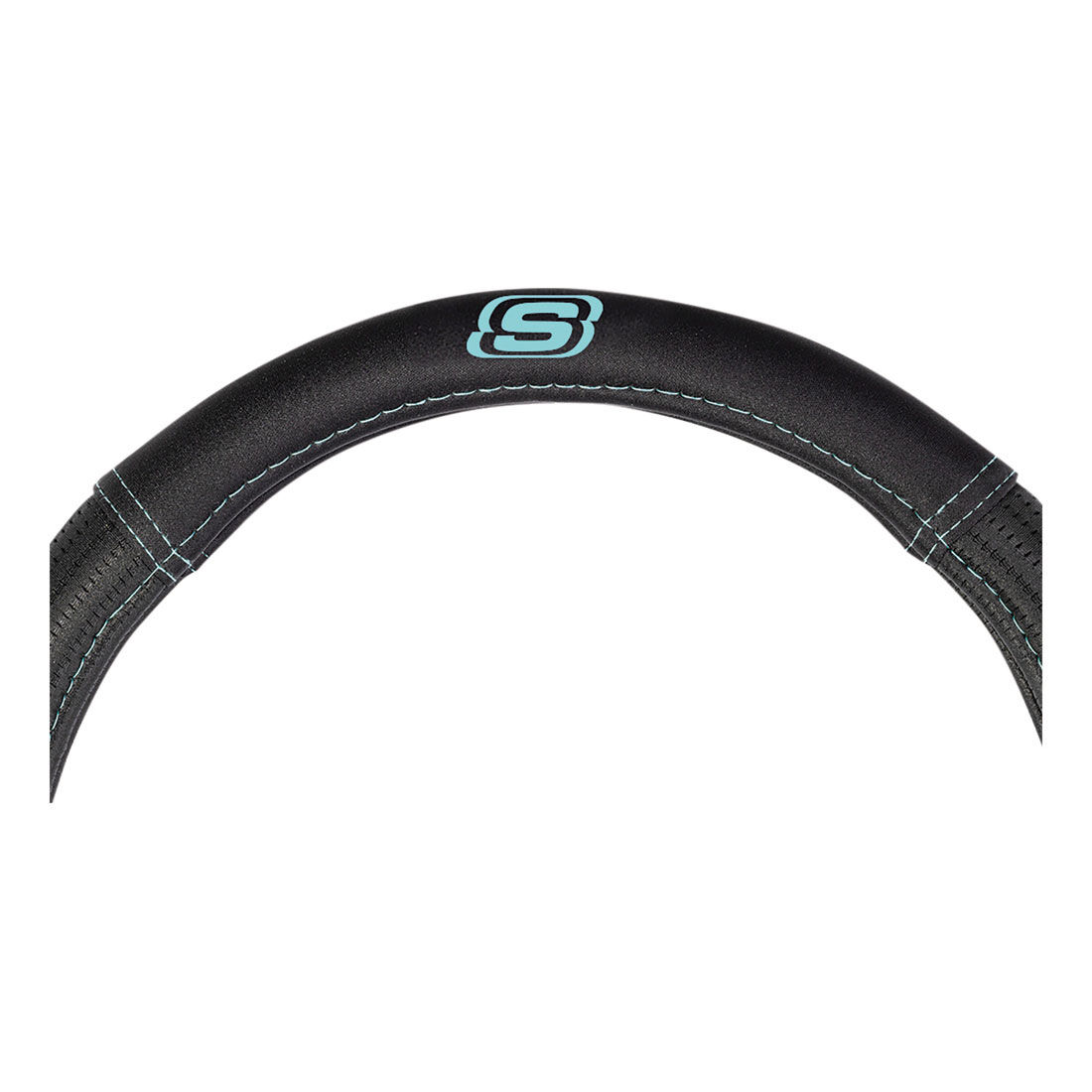 Skechers Air Cooled Memory Foam Steering Wheel Cover Black/Aqua 380mm diameter, , scaau_hi-res