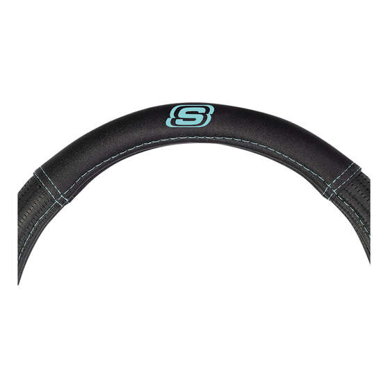 Skechers Air Cooled Memory Foam Steering Wheel Cover Black/Aqua 380mm diameter, , scaau_hi-res