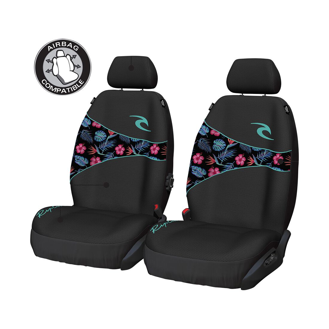 Rip Curl Tropical Floral Micro Mesh Seat Covers Adjustable Headrests Airbag Compatible, , scaau_hi-res