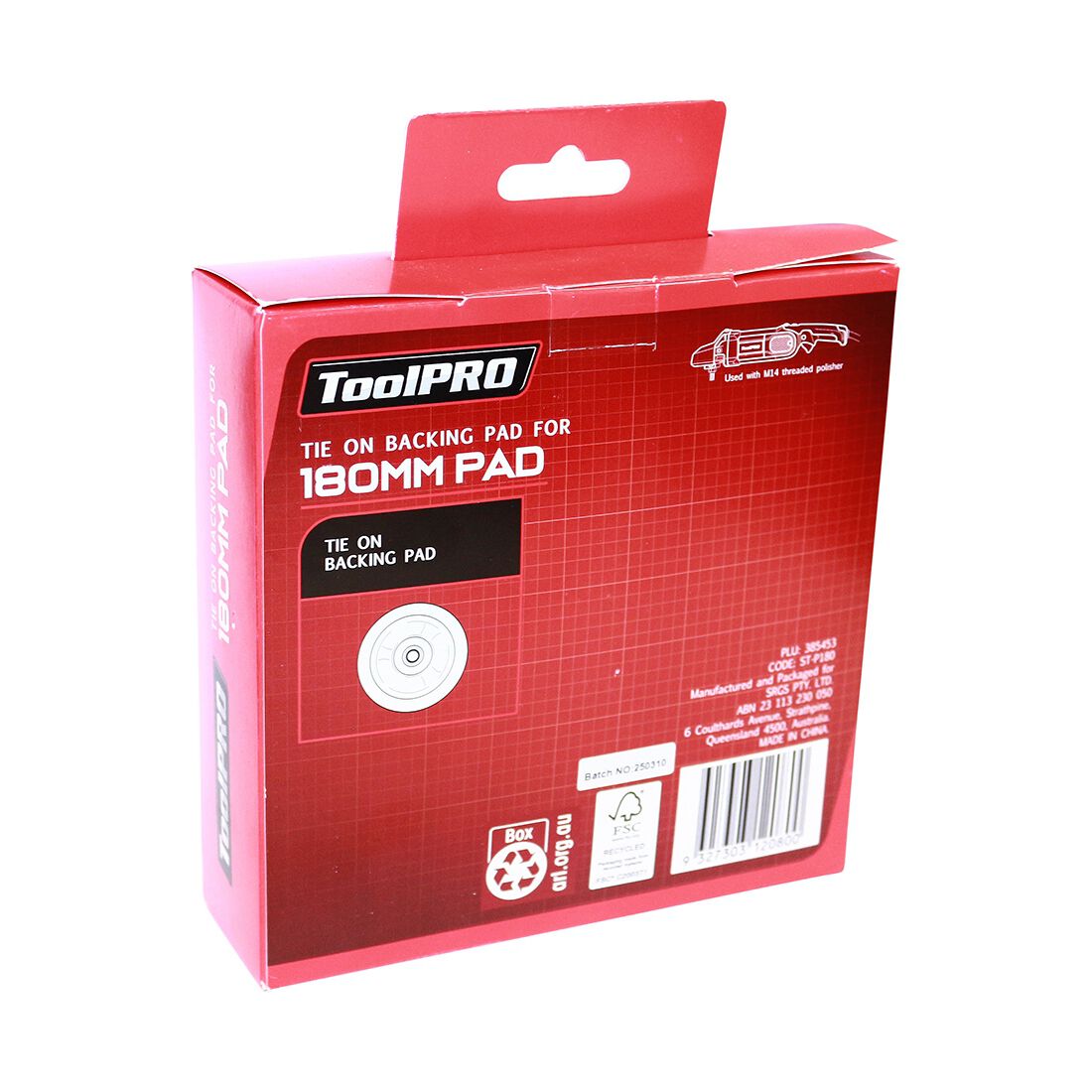 ToolPRO Tie On Backing Pad 180mm M14, , scaau_hi-res