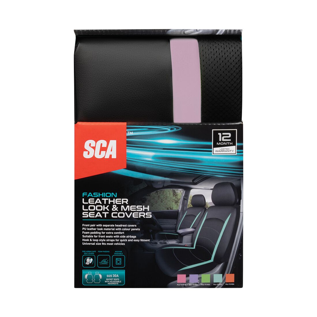 SCA Seat Cover Leather Look and Mesh Size 30A Purple, , scaau_hi-res