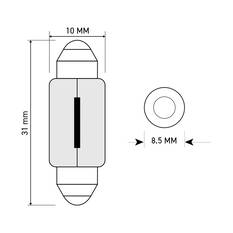 SCA Incandescent Globe - 10X31MM 12V 10W - 2 Pack, , scaau_hi-res