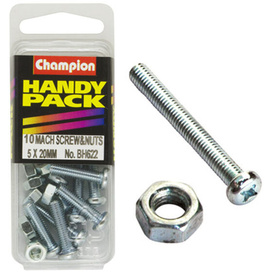 Champion Handy Pack Machine Screws and Nuts BH622, 5mm X 20mm, , scaau_hi-res