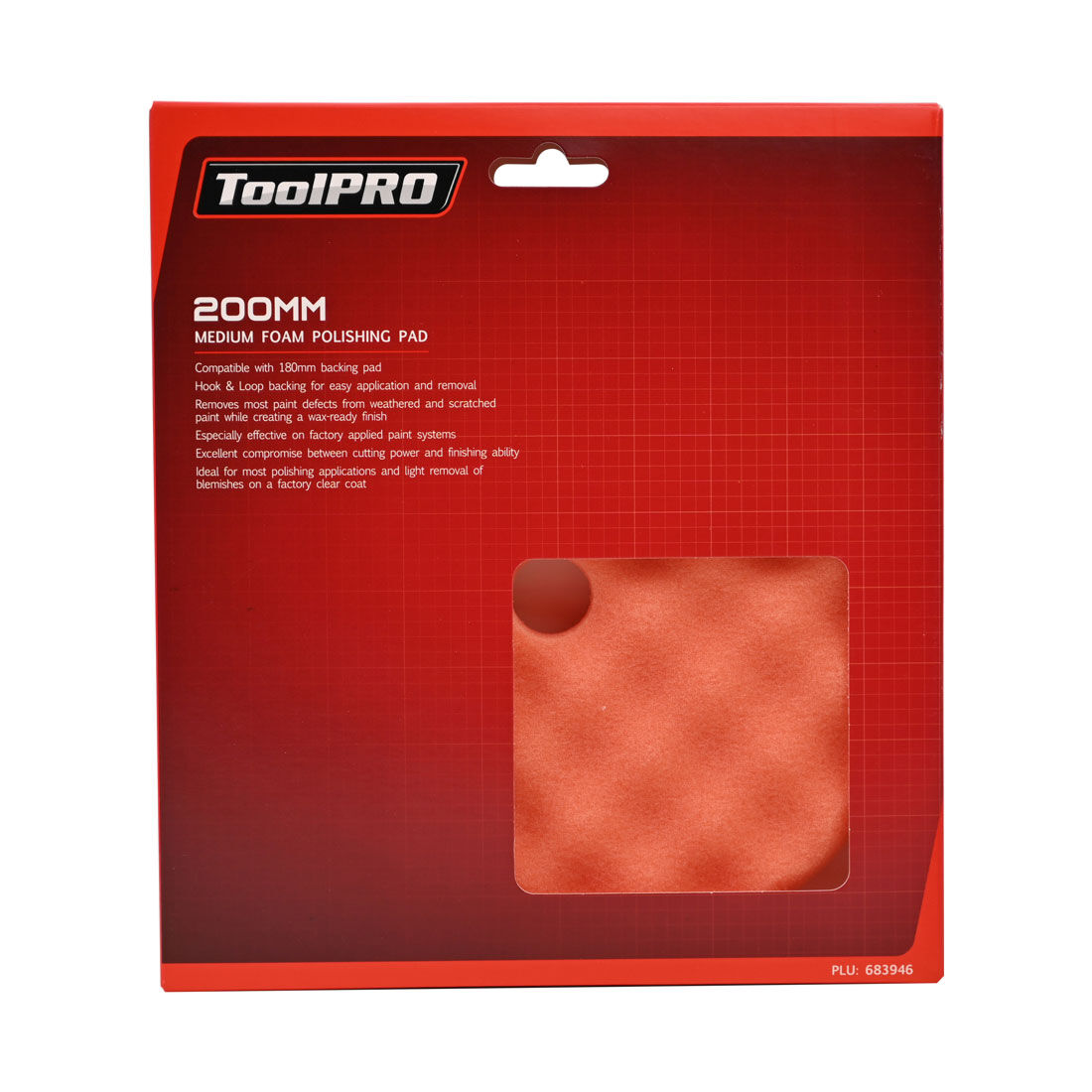 ToolPRO 200mm Medium Foam Polishing Pad  Orange, , scaau_hi-res