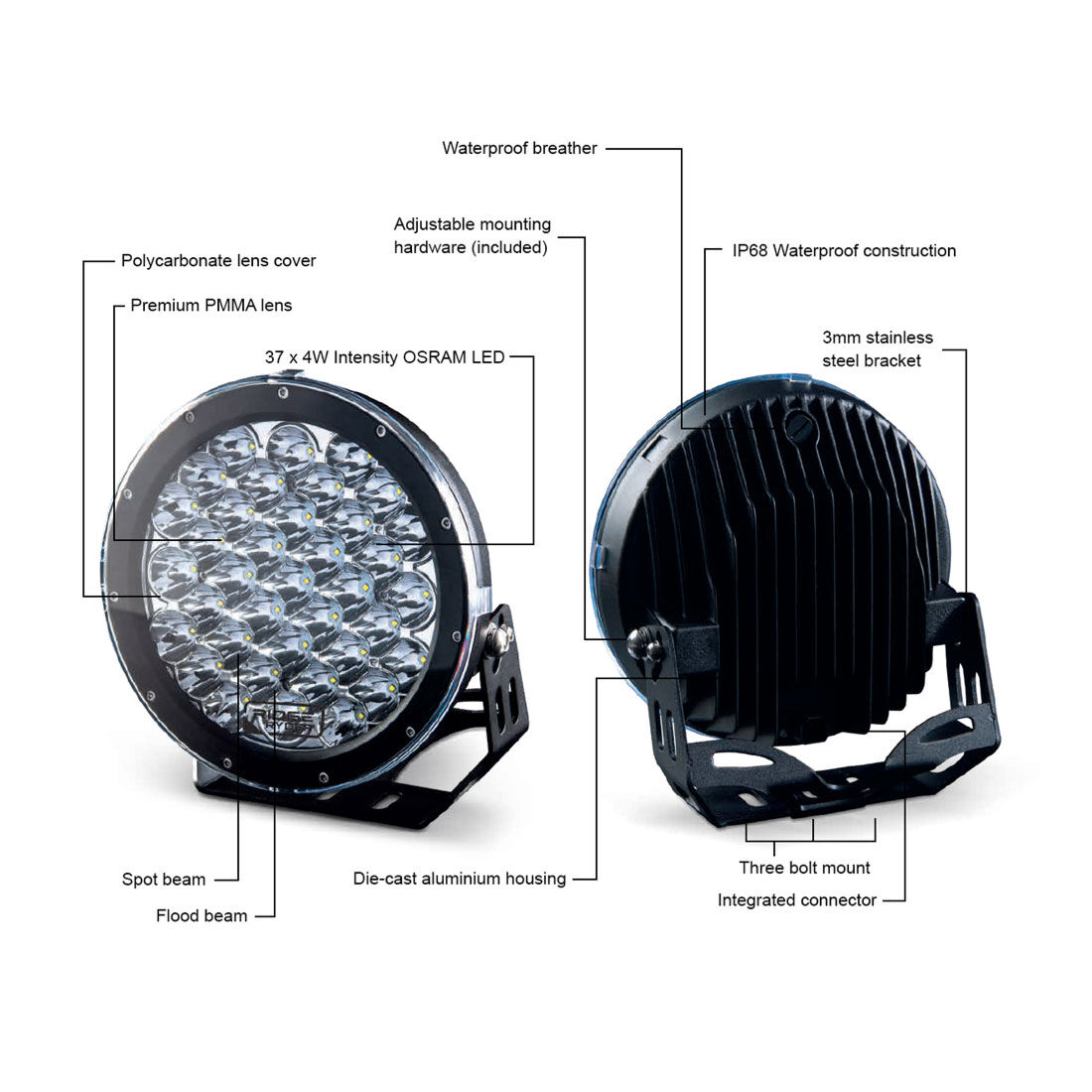 Ridge Ryder LED Driving Light Kit w harness 224mm 135W