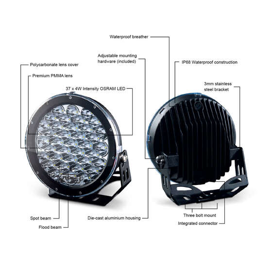 Ridge Ryder LED Driving Light Kit w/ harness - 224mm 135W, , scaau_hi-res