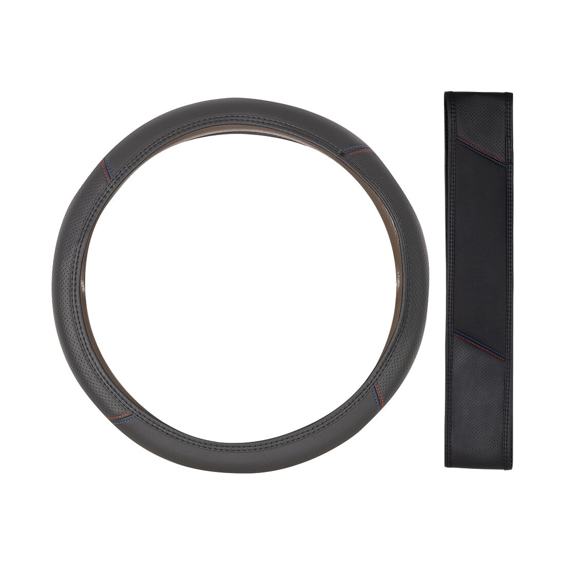 SCA Soft Steering Wheel Cover Leather Look Red/Blue, , scaau_hi-res