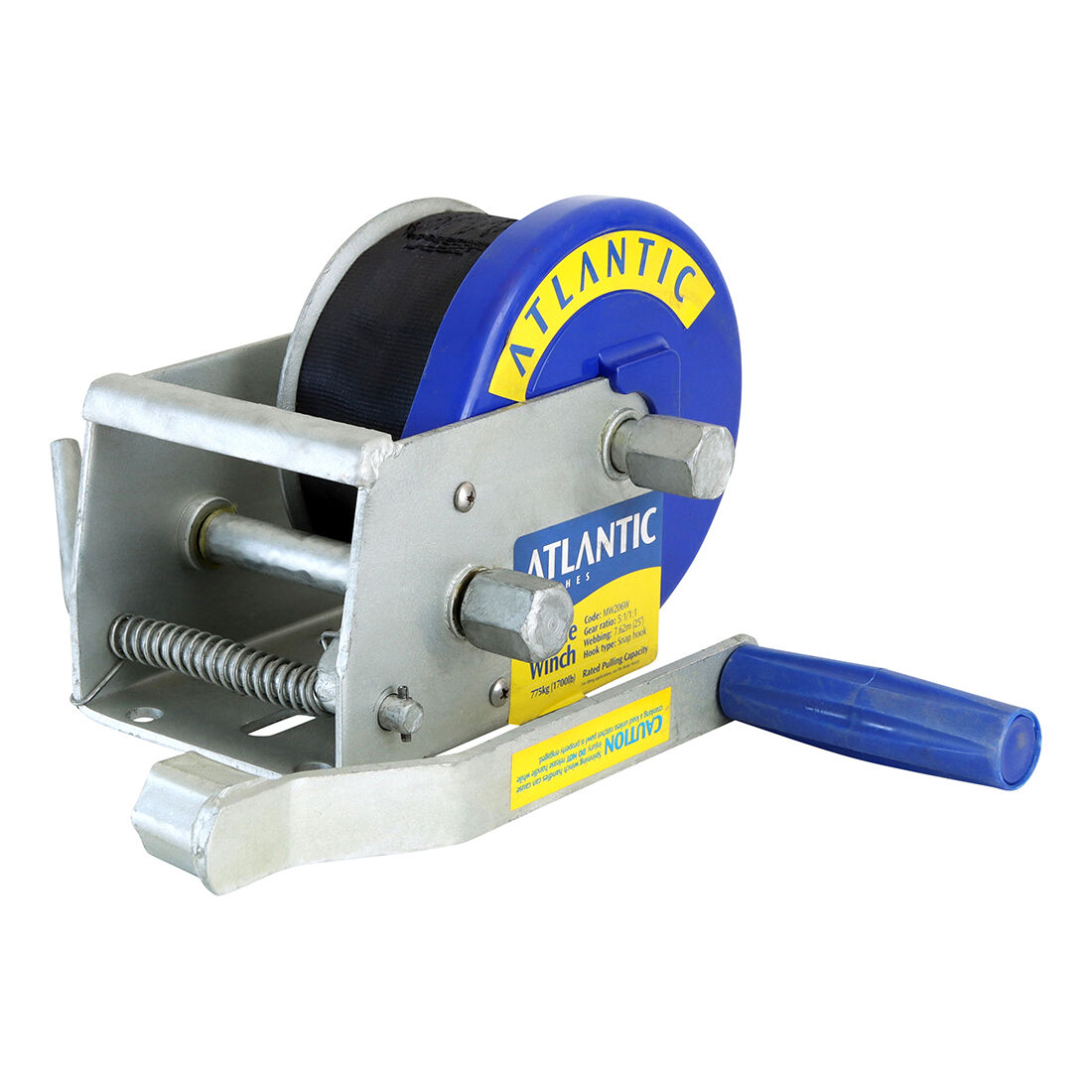 Atlantic Marine Winch 5:1/1:1 Webbing Strap S Hook 7.5m 775kg, , scaau_hi-res
