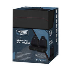Ridge Ryder Neoprene Seat Covers Black/Red Adjustable Headrests Airbag Compatible 30SAB, , scaau_hi-res