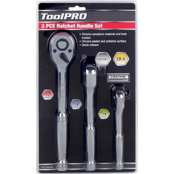 ToolPRO Ratchet Handle Set 1/4" 3/8" & 1/2" Drive 3 Piece Supercheap Auto