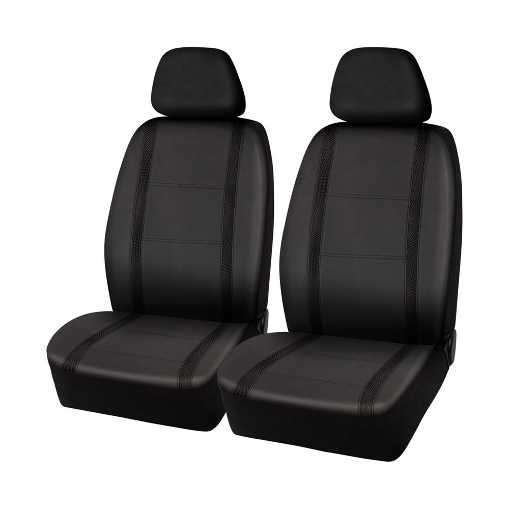 SCA Leather Look & Velour Seat Covers Black Adjustable Headrests Airbag