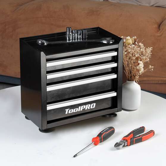 ToolPRO Mini Tool Cabinet 4 Drawer Black, , scaau_hi-res