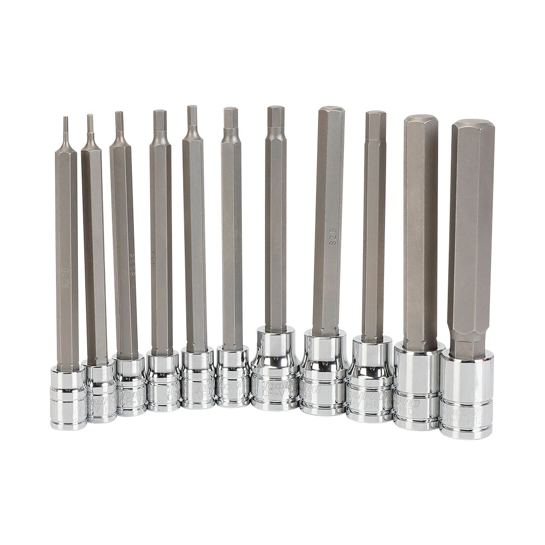 ToolPRO Long Hex Socket Set - 1/4 & 3/8" Drive, Metric, 11 Piece, , scaau_hi-res