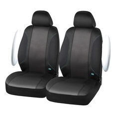 Skechers Air Cooled Memory Foam Seat Covers Black/Aqua Adjustable Headrests Airbag Compatible, , scaau_hi-res