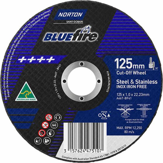 Norton Metal Cut off Disc 125mm x 1.0mm x 22mm, , scaau_hi-res