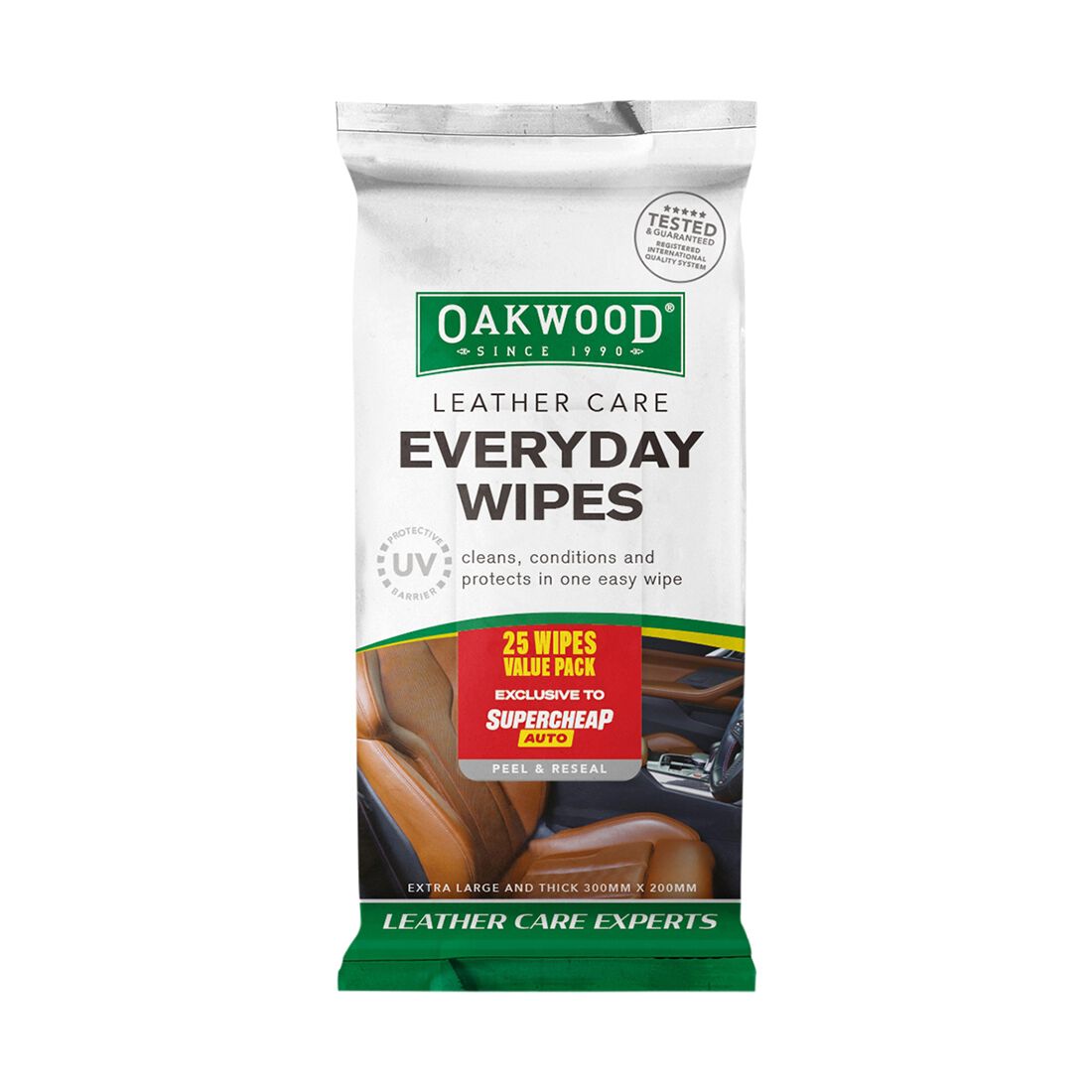 Oakwood Everyday Leather Wipes 25 Pack, , scaau_hi-res
